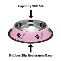 Stainless Steel Paw Bone Printed Food/Water Feeding Bowl for Dogs & Puppies