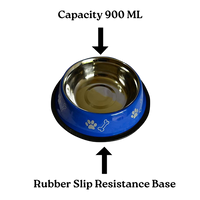 Stainless Steel Paw Bone Printed Food/Water Feeding Bowl for Dogs & Puppies