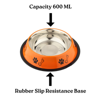 Stainless Steel Paw Bone Printed Food/Water Feeding Bowl for Dogs & Puppies