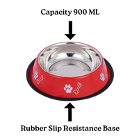 Stainless Steel Paw Bone Printed Food/Water Feeding Bowl for Dogs & Puppies