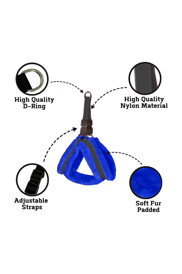Nylon Dog Harness Soft Fur Padded With Adjustable Straps