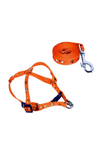 Puppy Harness, Leash Combo Set, Nylon Fabric, Adjustable Size, Bone Paw Printed (Recommended For 02-10 KG Puppy)