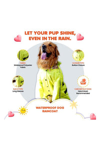 Waterproof Neon Green Dog Raincoat Lightweight Hooded Rain Jacket for Dogs
