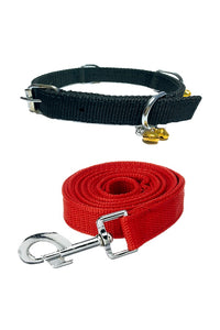 Nylon Dog Belt Combo of Ghungroo Collar with Leash, Dog Adjustable Nylon Bell Collar & Leash