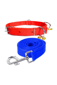 Nylon Dog Belt Combo of Ghungroo Collar with Leash, Dog Adjustable Nylon Bell Collar & Leash