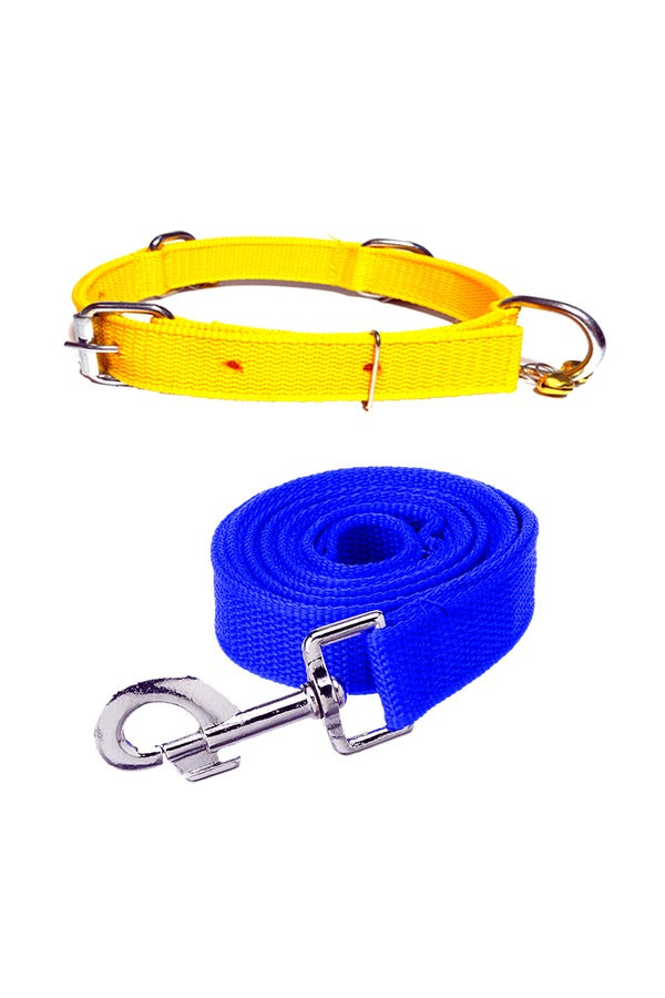 Nylon Dog Belt Combo of Ghungroo Collar with Leash, Dog Adjustable Nylon Bell Collar & Leash
