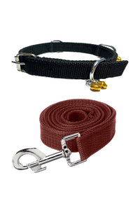 Nylon Dog Belt Combo of Ghungroo Collar with Leash, Dog Adjustable Nylon Bell Collar & Leash