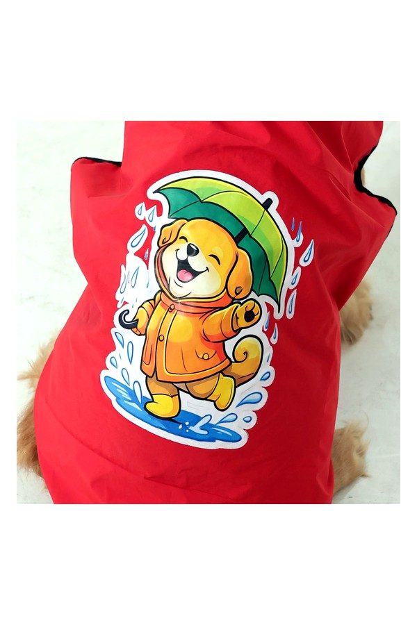 Happy Paws Printed Waterproof Dog Raincoat- Lightweight Cartoon Monsoon Jacket