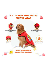 Happy Paws Printed Waterproof Dog Raincoat- Lightweight Cartoon Monsoon Jacket