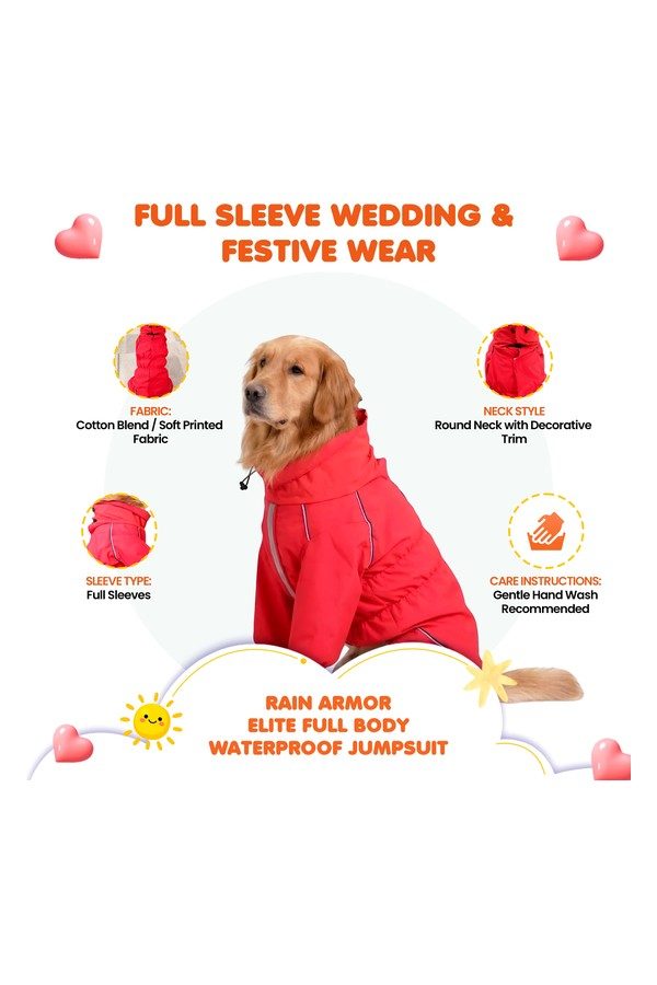 Rain Armor Elite Full Body Waterproof Dog Jumpsuit with Adjustable High Neck
