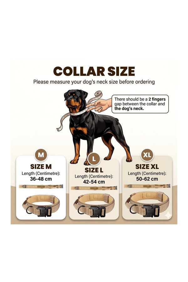 Tactical Dog Collar Belt for Medium Dogs | Adjustable Size | Heavy Duty Dog Training Collar with Soft Handle
