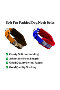 Dog Neck Fur Collar, Strong D-Ring, High-Quality, Adjustable Neck Length, Recommended For Pomeranian & Small Dog Breeds (Pack of 2)