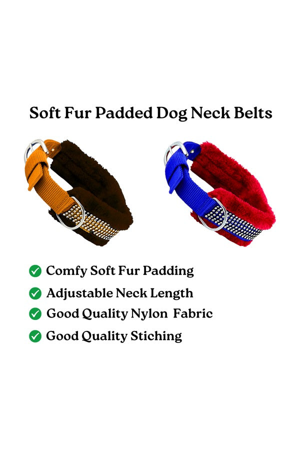 Dog Neck Fur Collar, Strong D-Ring, High-Quality, Adjustable Neck Length, Recommended For Pomeranian & Small Dog Breeds (Pack of 2)