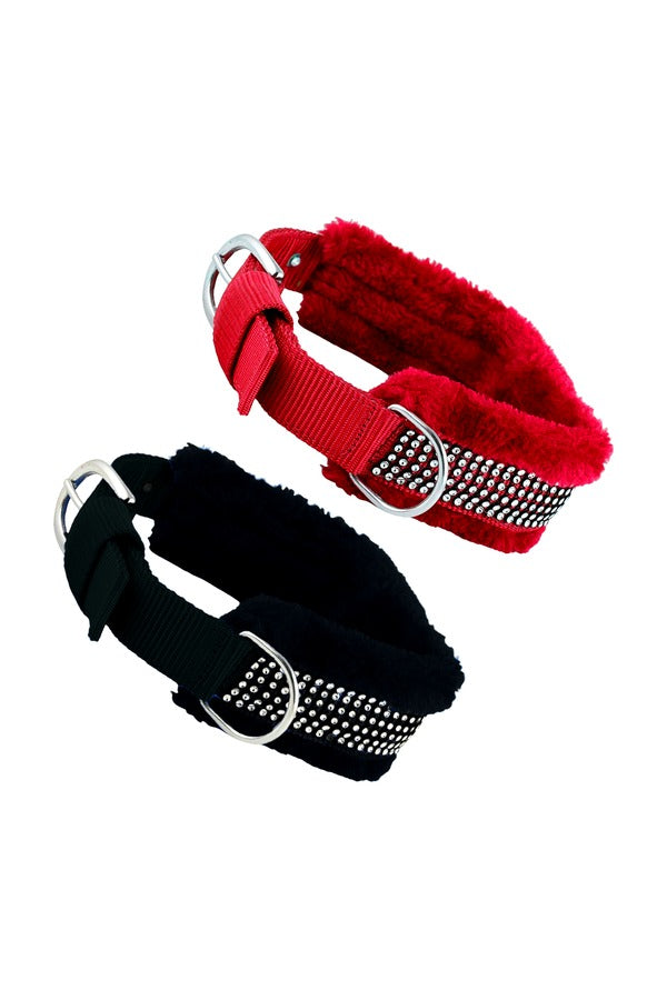 Dog Neck Fur Collar, Strong D-Ring, High-Quality, Adjustable Neck Length, Recommended For Pomeranian & Small Dog Breeds (Pack of 2)
