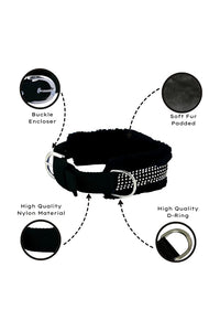 Dog Fur Collar, Good Quality Soft Fabric, Strong D-Ring, High-Quality, Adjustable Neck Length, Recommended for German shepherd, Rottweiler & Extra Large Breeds,
