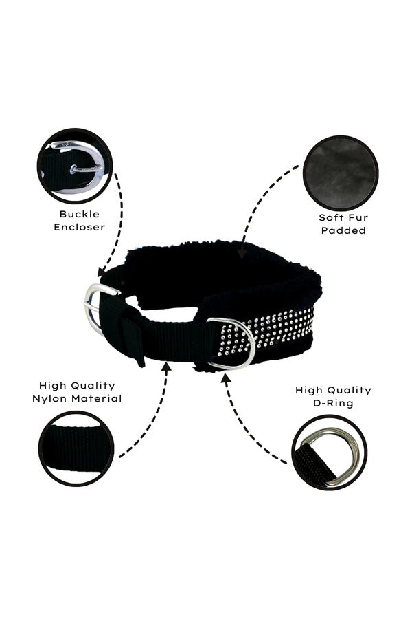 Dog Fur Collar, Good Quality Soft Fabric, Strong D-Ring, High-Quality, Adjustable Neck Length, Recommended for German shepherd, Rottweiler & Extra Large Breeds,