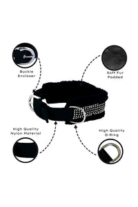 Dog Fur Collar, Good Quality Soft Fabric, Strong D-Ring, High-Quality, Adjustable Neck Length, Recommended for German shepherd, Rottweiler & Extra Large Breeds,
