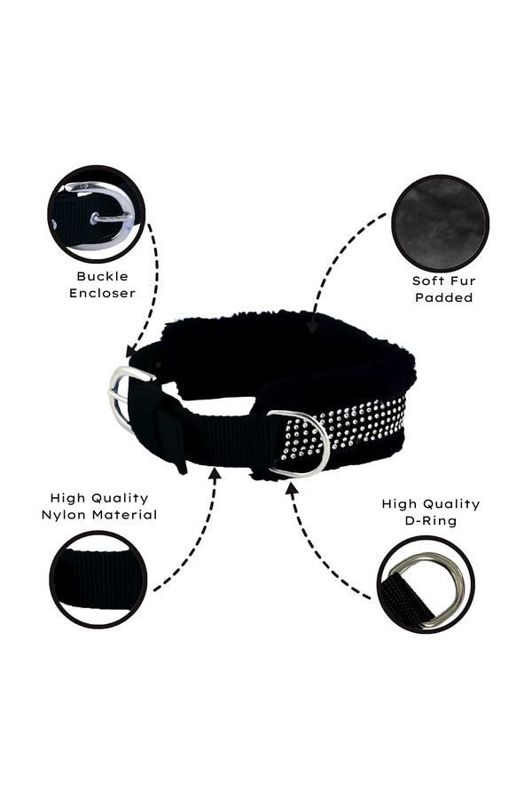 Dog Fur Collar, Good Quality Soft Fabric, Strong D-Ring, High-Quality, Adjustable Neck Length, Recommended for German shepherd, Rottweiler & Extra Large Breeds,