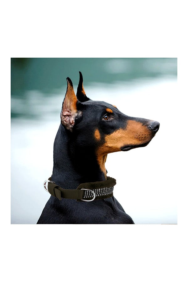 Dog Fur Collar, Good Quality Soft Fabric, Strong D-Ring, High-Quality, Adjustable Neck Length, Recommended for German shepherd, Rottweiler & Extra Large Breeds,