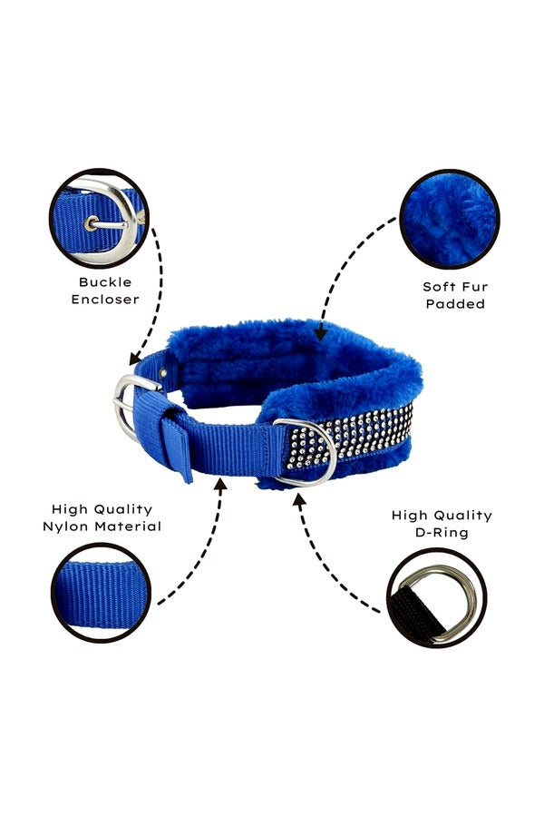 Dog Fur Collar, Good Quality Soft Fabric, Strong D-Ring, High-Quality, Adjustable Neck Length, Recommended for German shepherd, Rottweiler & Extra Large Breeds,