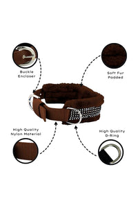 Dog Fur Collar, Good Quality Soft Fabric, Strong D-Ring, High-Quality, Adjustable Neck Length, Recommended for German shepherd, Rottweiler & Extra Large Breeds,