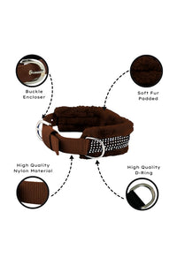 Dog Fur Collar, Good Quality Soft Fabric, Strong D-Ring, High-Quality, Adjustable Neck Length, Recommended for German shepherd, Rottweiler & Extra Large Breeds,