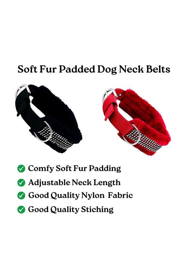 Dog Fur Collar, Good Quality Soft Fabric, Strong D-Ring, High-Quality, Adjustable Neck Length, Recommended for German shepherd, Rottweiler & Extra Large Breeds,