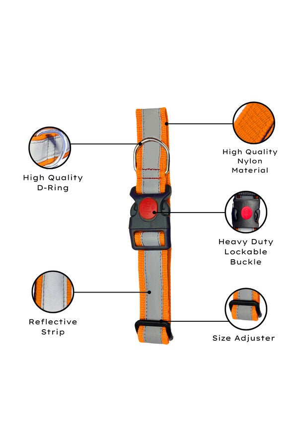 Reflective Dog Neck Collar, Quick Release Lock Buckle, Adjustable Neck Length