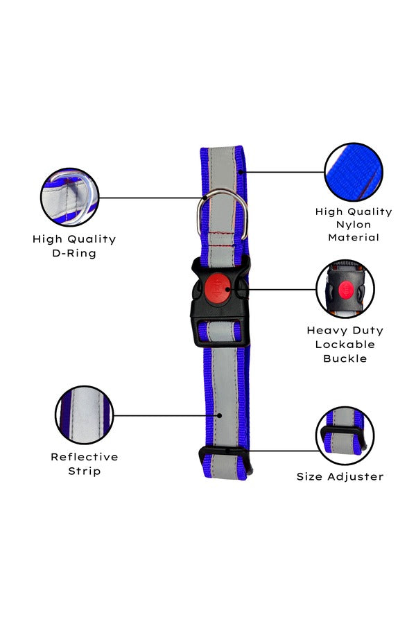 Reflective Dog Neck Collar, Quick Release Lock Buckle, Adjustable Neck Length