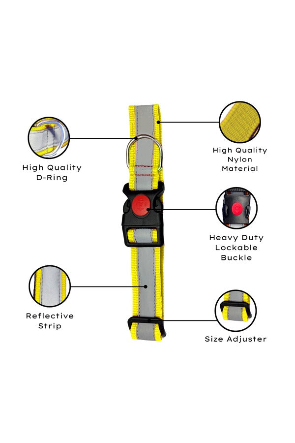 Reflective Dog Neck Collar, Quick Release Lock Buckle, Adjustable Neck Length