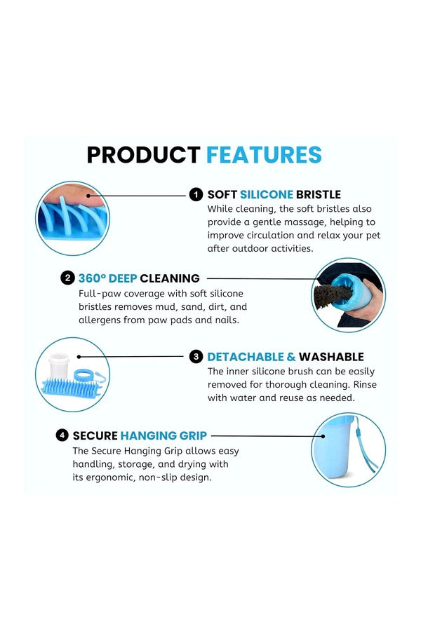 Foot Washing Cup, Pet Paw Cleaner Portable Dog Paw Washer with Soft Silicone Bristles for Quickly Cleaning Pets Muddy Feet (Assorted)