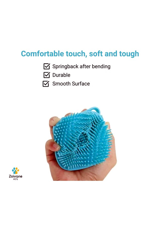 Pet Shampoo Bath Brush | Soft Silicone Bristles Pet Grooming/Bathing & Massage Brushes | Dog & Cat Accessories (Assorted, Pack of 1)