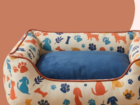 Cute Dog Print Bed with Bolsters