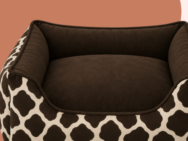 Rustic Cocoa Print Dog Bed with Bolsters