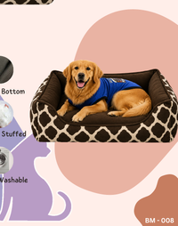 Rustic Cocoa Print Dog Bed with Bolsters