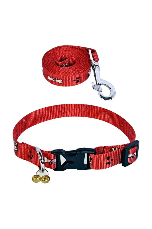 Printed Puppy Collar + Leash Set