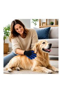Pet Hair Remover Glove, Enhance Pet Grooming Glove, D-shedding Glove for Dog and Cat (Blue-Black, Standard)