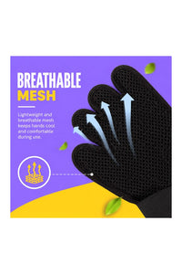 Pet Hair Remover Glove, Enhance Pet Grooming Glove, D-shedding Glove for Dog and Cat (Blue-Black, Standard)