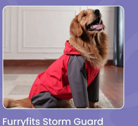 Furryfits Storm Guard Waterproof Dog Raincoat with Hood - All Weather Protection