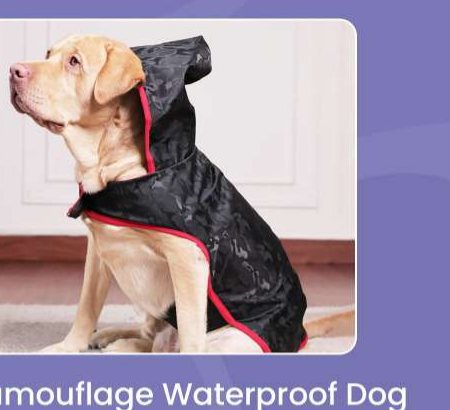 Camouflage Waterproof Dog Raincoat with Hood - Lightweight Rain Jacket for Dogs