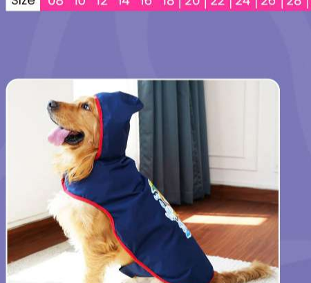 Happy Paws Printed Waterproof Dog Raincoat - Cartoon Monsoon Rain Jacket for Dogs