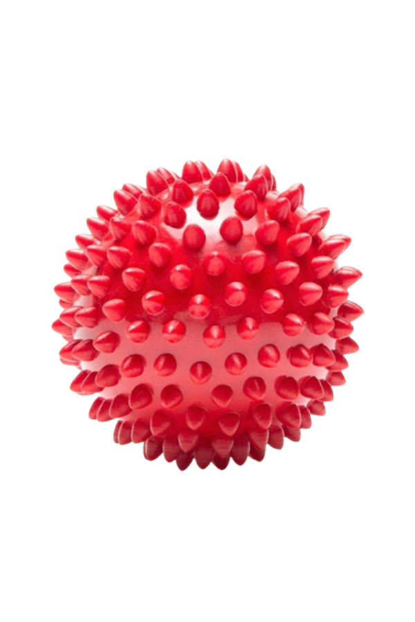 Pet Rubber Spike Ball, Chewing, Teething, and Training Bouncy Ball Toy (Red, Standard)