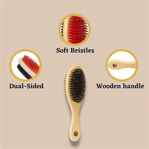 Double Sided Wooden Handle Soft Brush, Grooming & Shedding Comb for Dogs & Cats (Soft Brush)